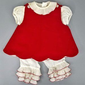 Vintage Red Dress 3 Piece Infant Jumper Bloomers